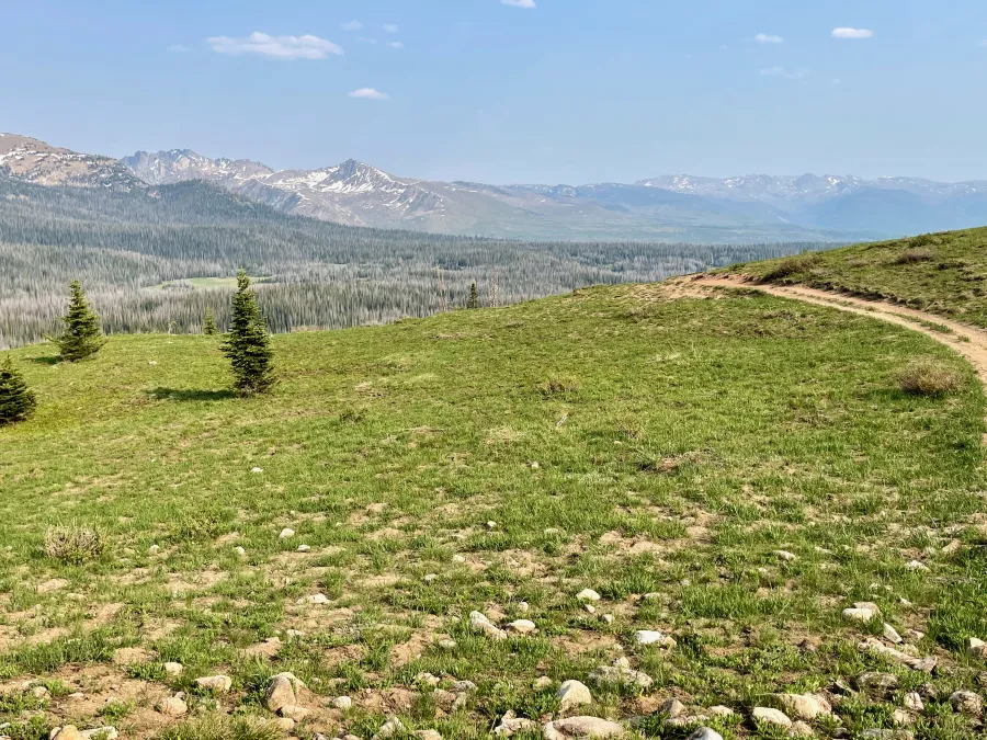 A wide valley with Big Agnes, Little Agnes, and Lost Ranger Peak on the other side
