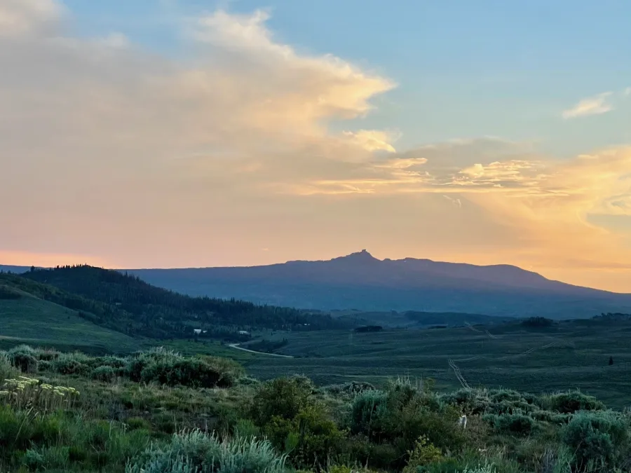 A view of Rabbit Ears at dusk