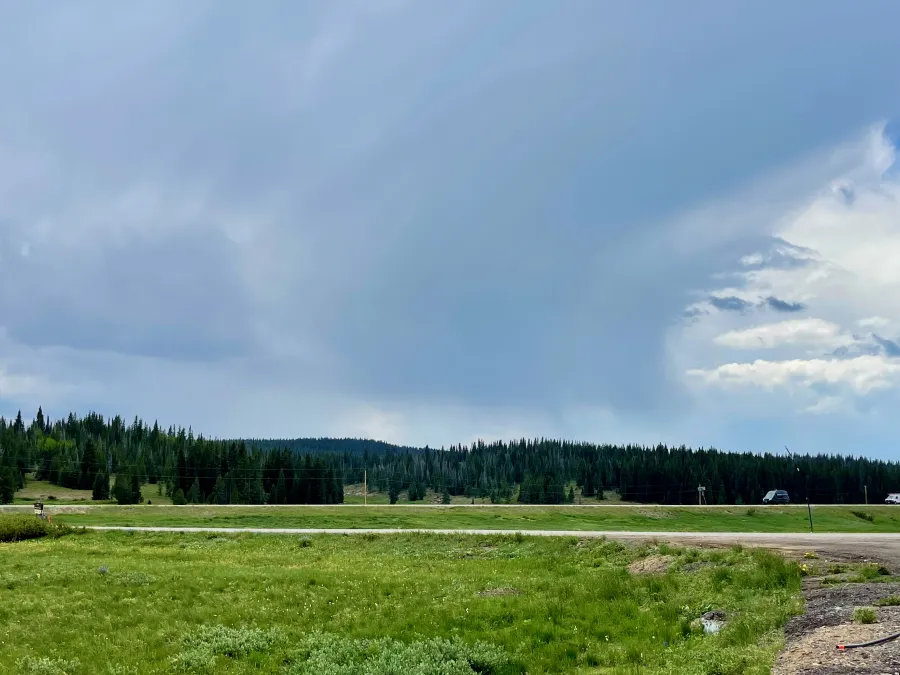 Rain falling near Rabbit Ears Pass