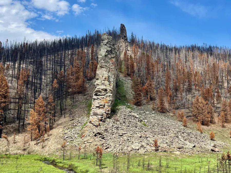 A volcanic seam that looks like a castle wall