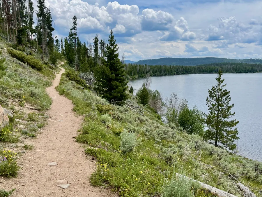 Walking along the lake