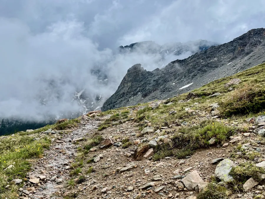 Climbing toward Arapaho Pass