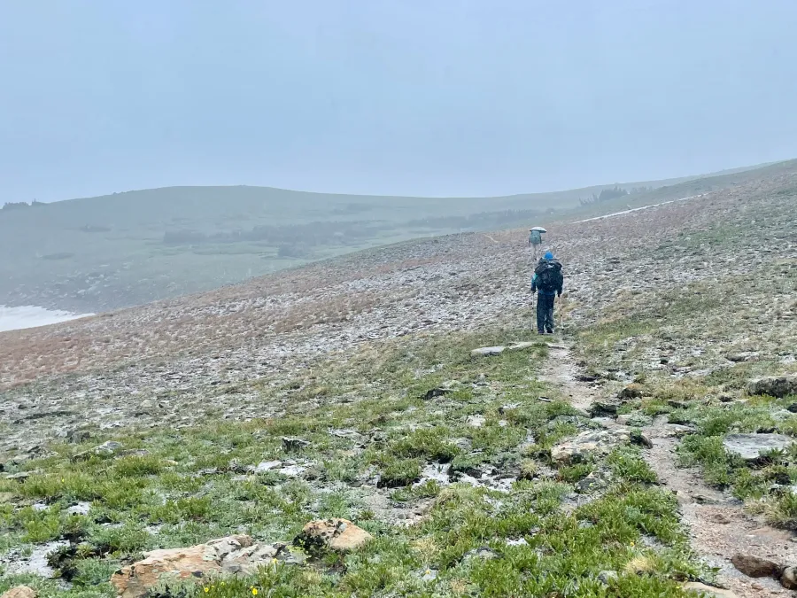 Low visibility above treeline