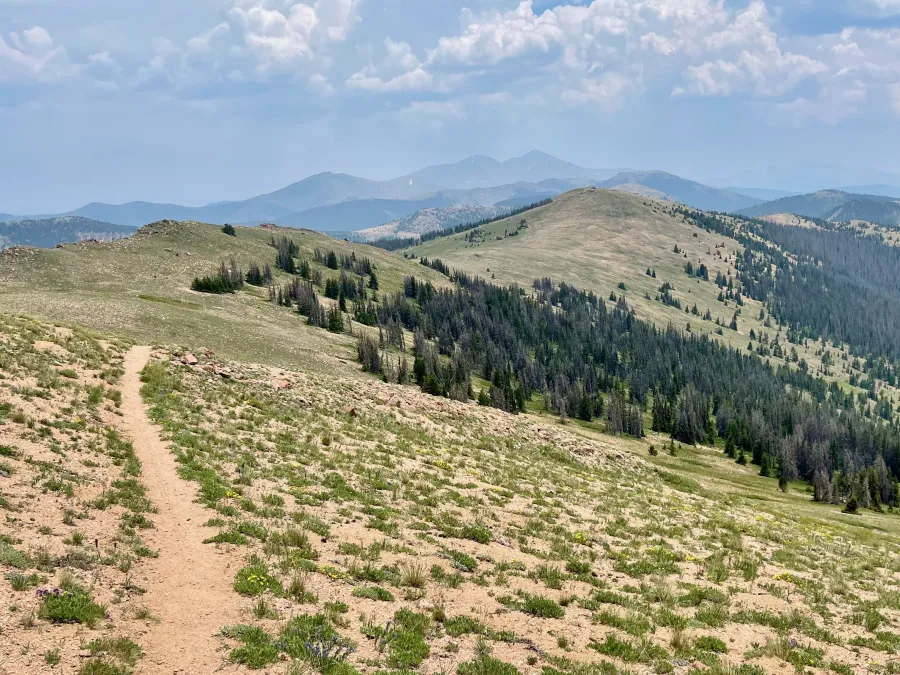 The trail follows a long ridge