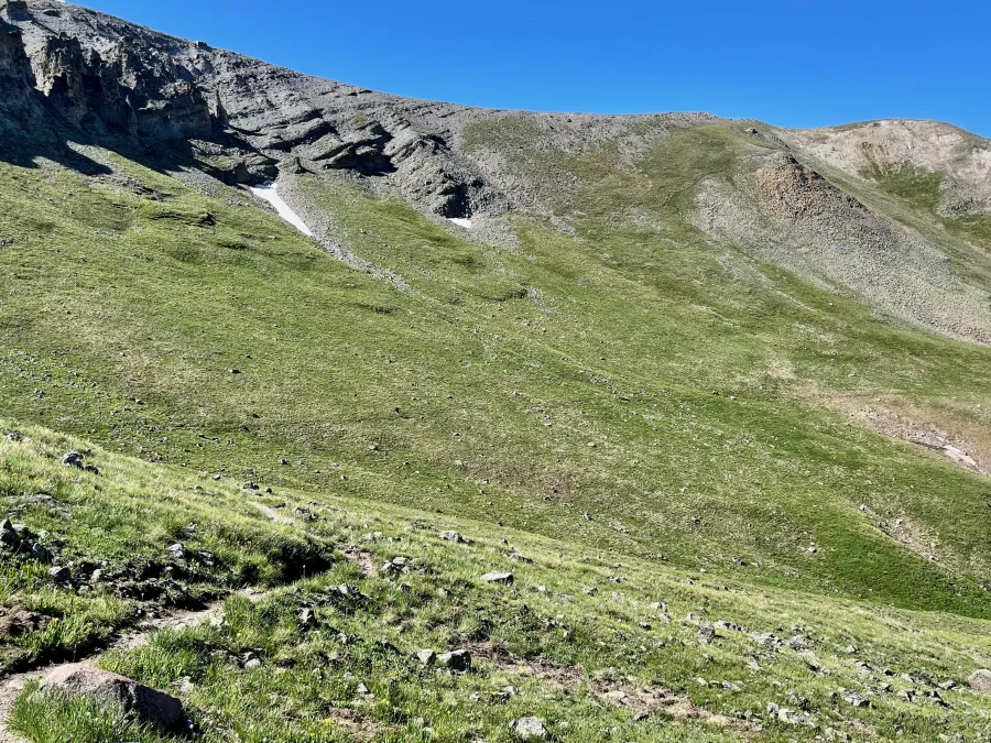 Walking along the slope of a ridge