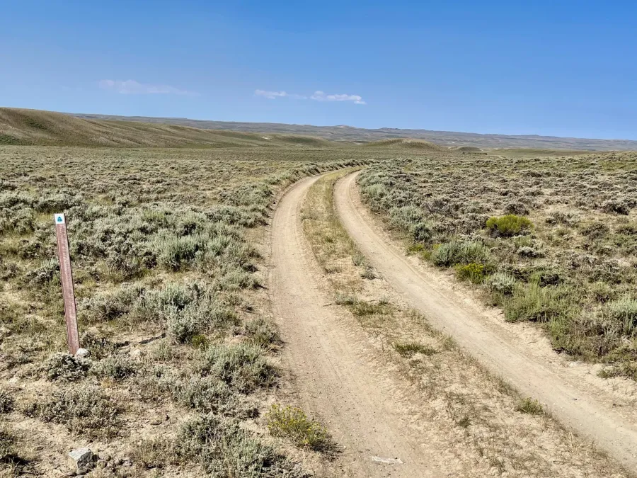 The trail makes a sweeping curve