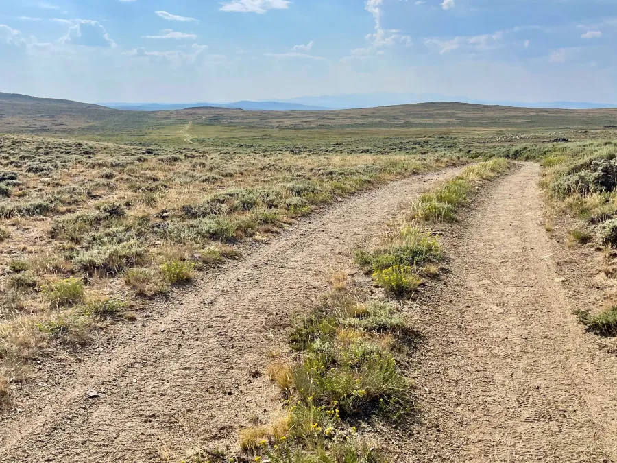 Wind River Range can be seen far on the horizon