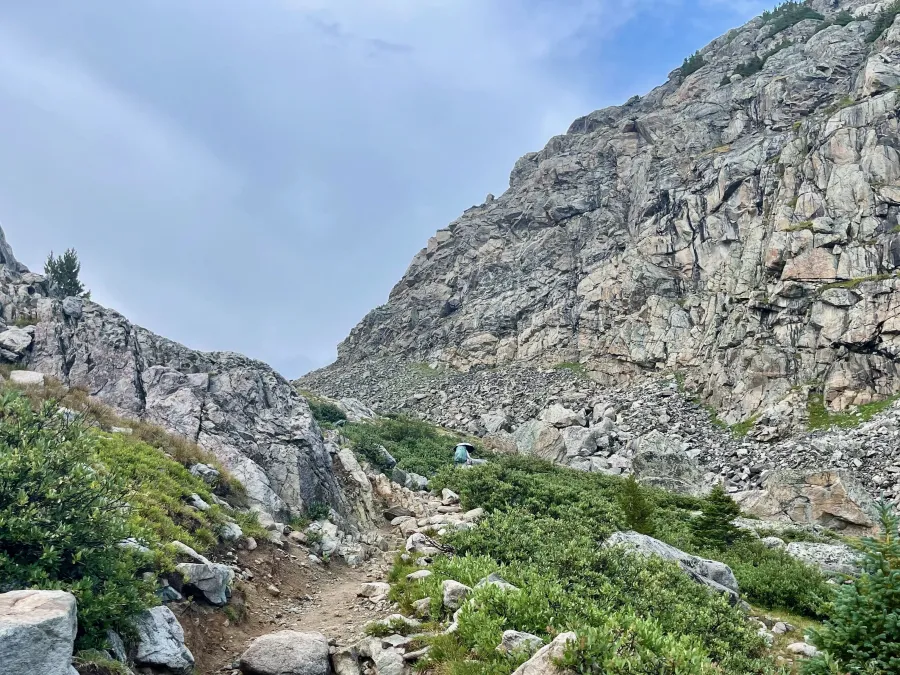 The trail makes a short, steep climb
