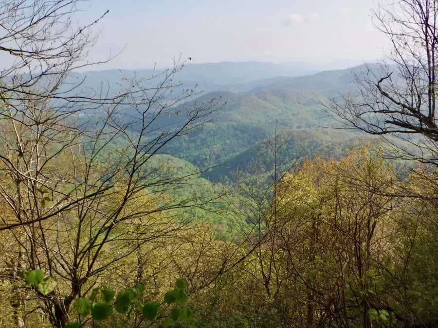A view of distant hills from the trail
