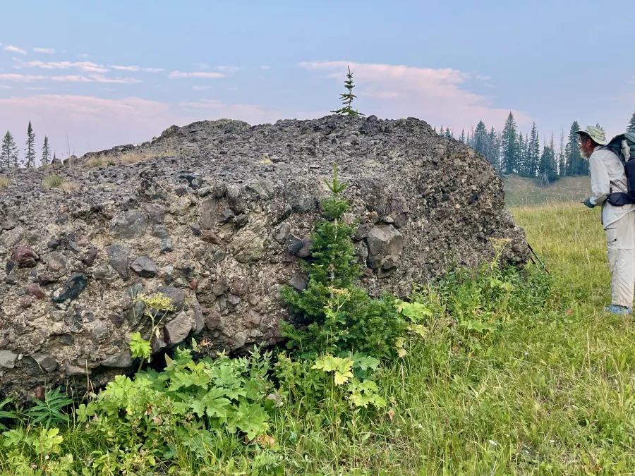 Top O' stops to look at a large glacial erratic boulder