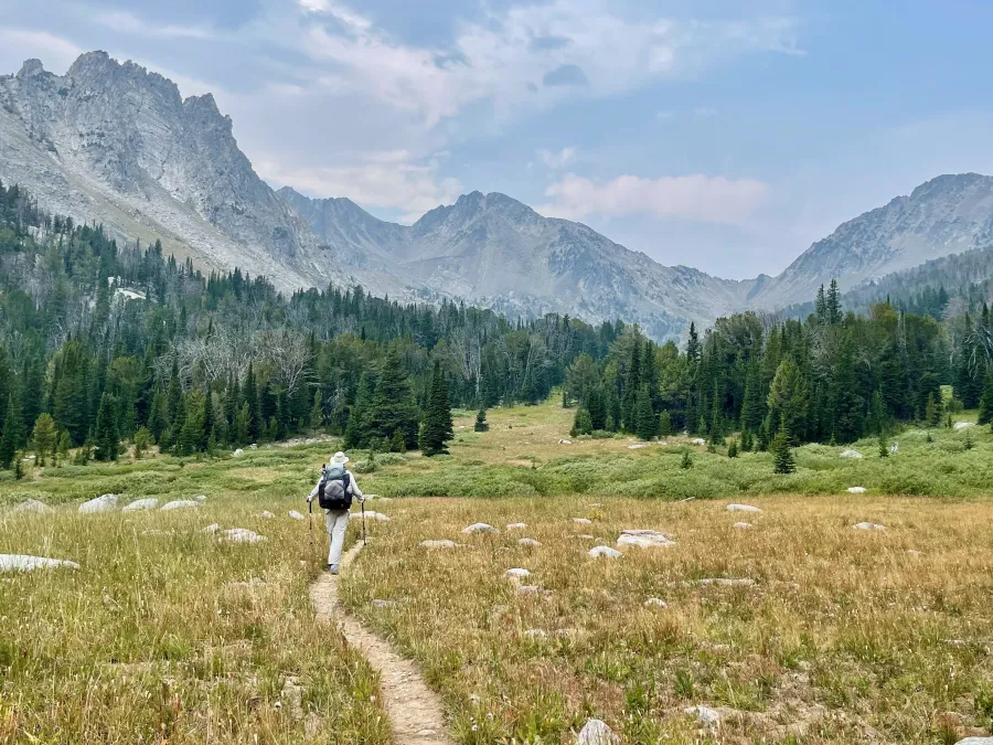 Crossing Bear Basin toward the Spanish Peaks