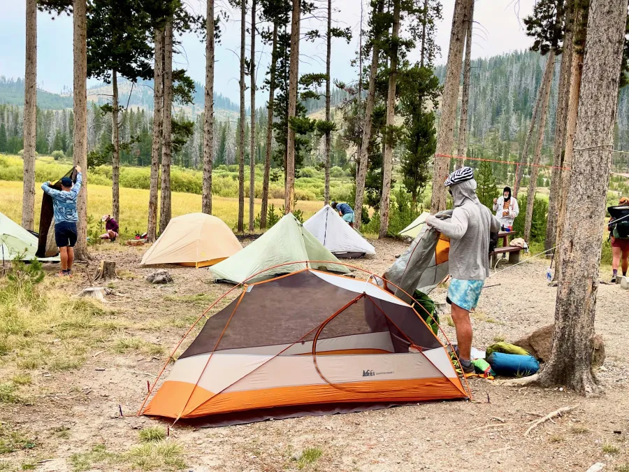 A campsite at Lowland Campground