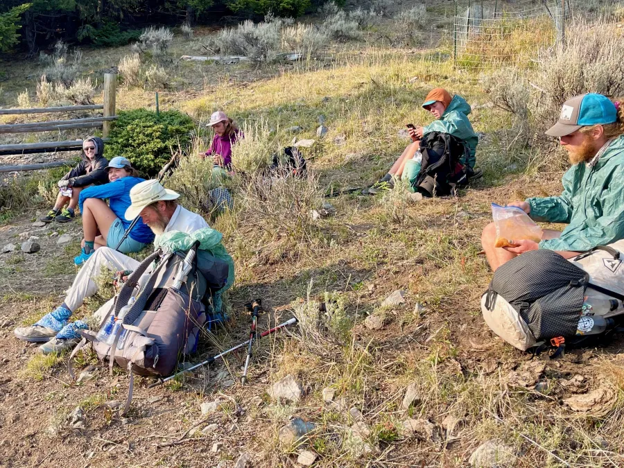 Hikers stop for dinner