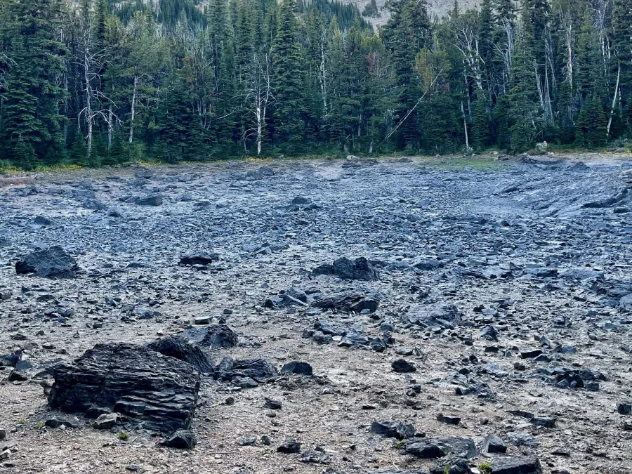 A dry lake bed near Caribou Peak