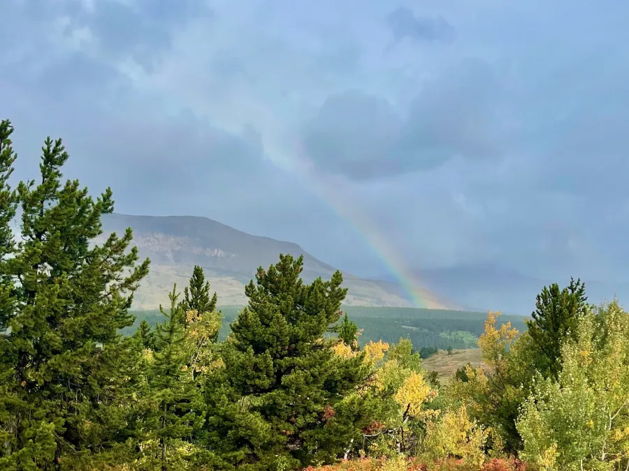 A rainbow over Glacier National Park