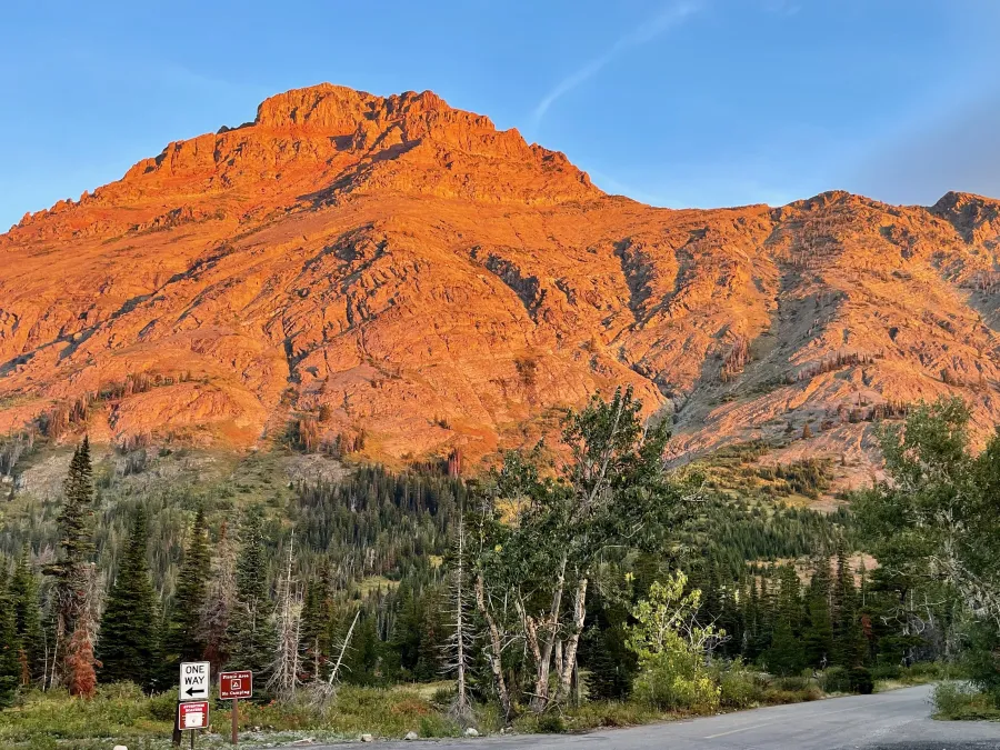 Orange sunlight on Spot Mountain