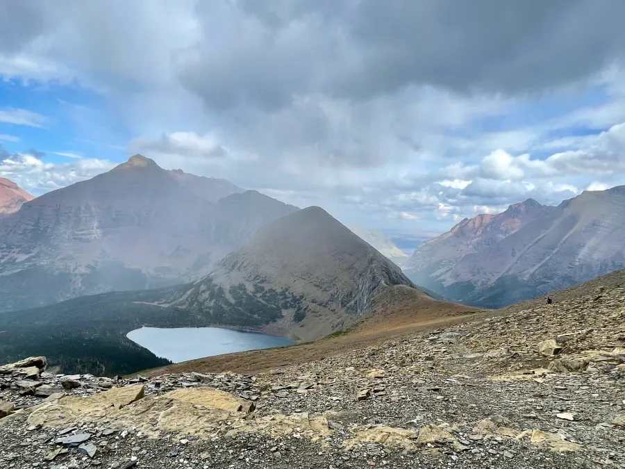 Rain falling on Red Mountain