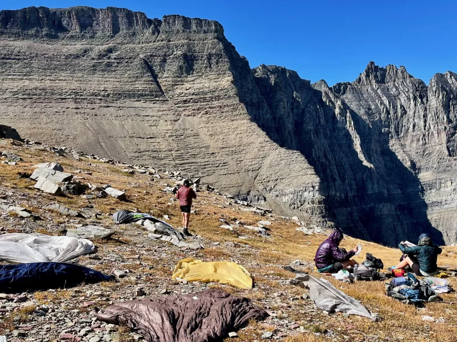 A yard sale and lunch at Piegan Pass