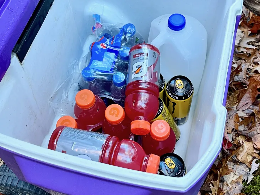 A cooler of drinks