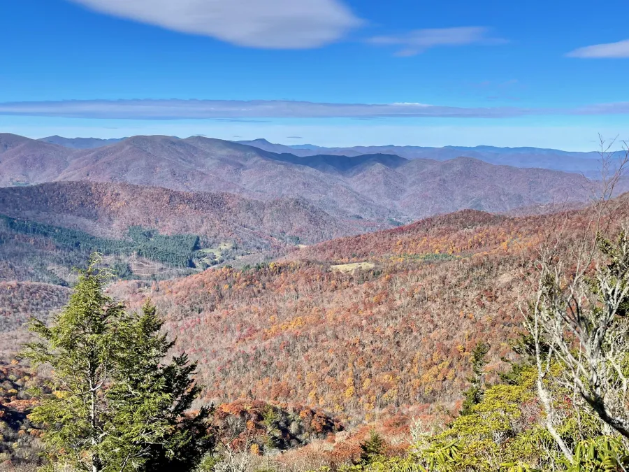 A view of a valley below the trail