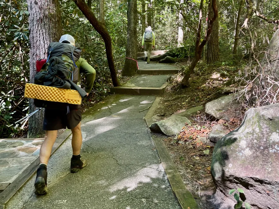 Walking on a trail in Table Rock State Park