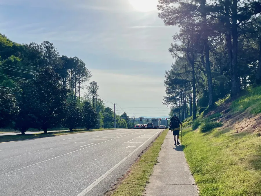 A sidewalk on Walnut Avenue in Dalton, Georgia