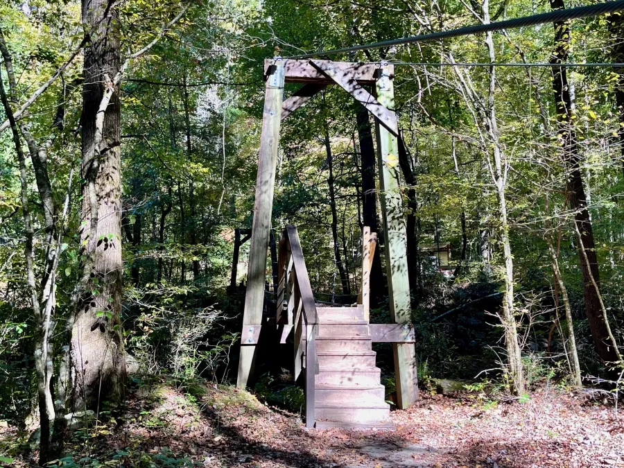 A bridge crosses Toxaway Creek