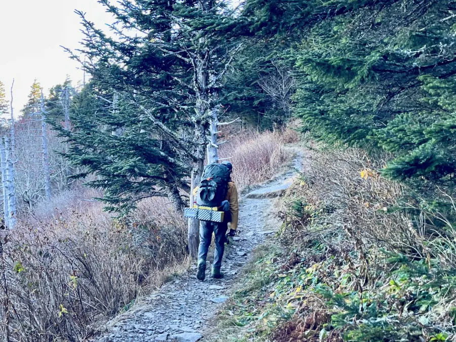 The trail climbs toward Old Black