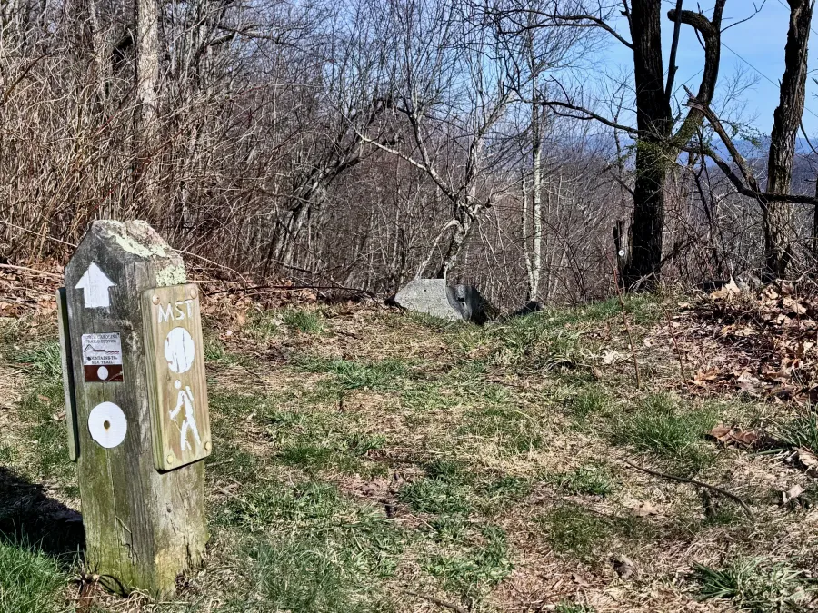 A trail marker at Pigeon Gap