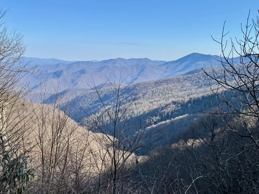 A view of mountains along the Black Mountain Crest ridge