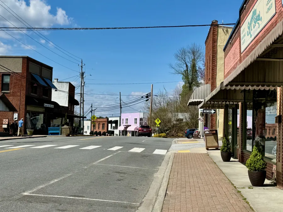 Downtown Burnsville is nearly deserted on a Sunday afternoon