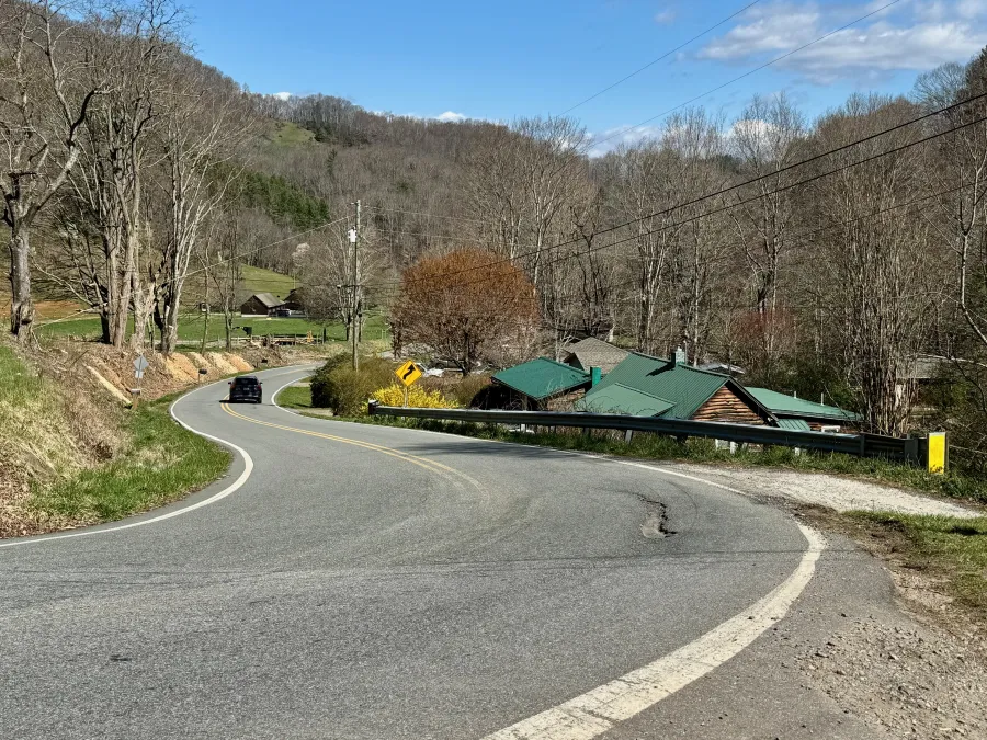 Kim drives away from the Bowlens Creek Trailhead