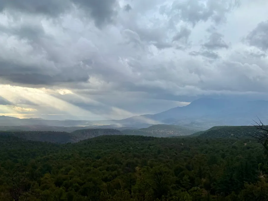 Rain falls on North Peak