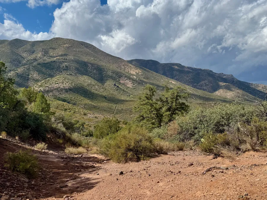 Mountains loom ahead