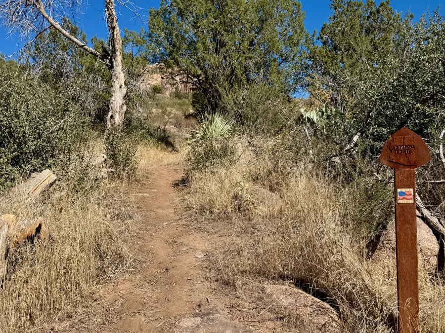 The trail starts a steep climb after crossing Sycamore Creek