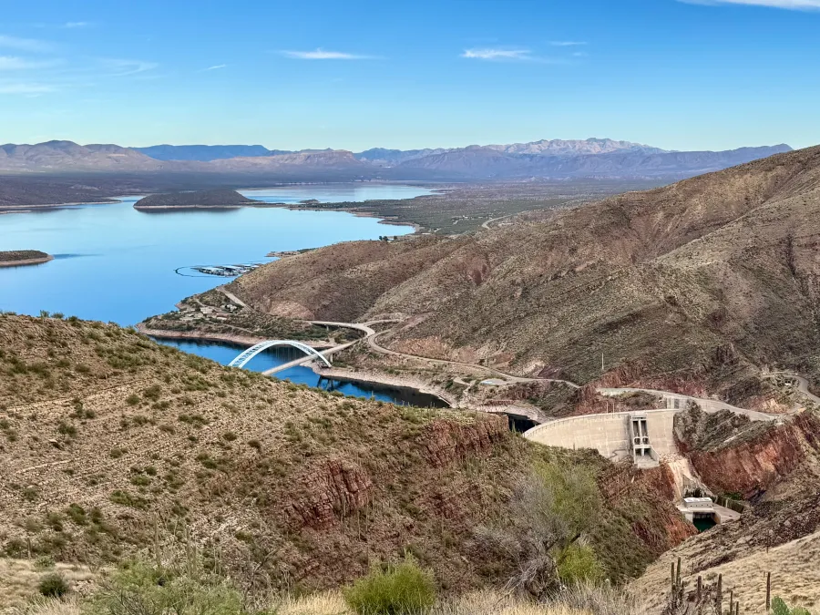 A view of the dam at Roosevelt Lake