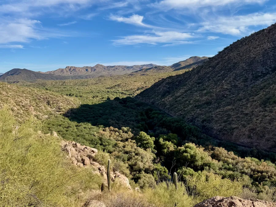 The trail climbs above the Gila River