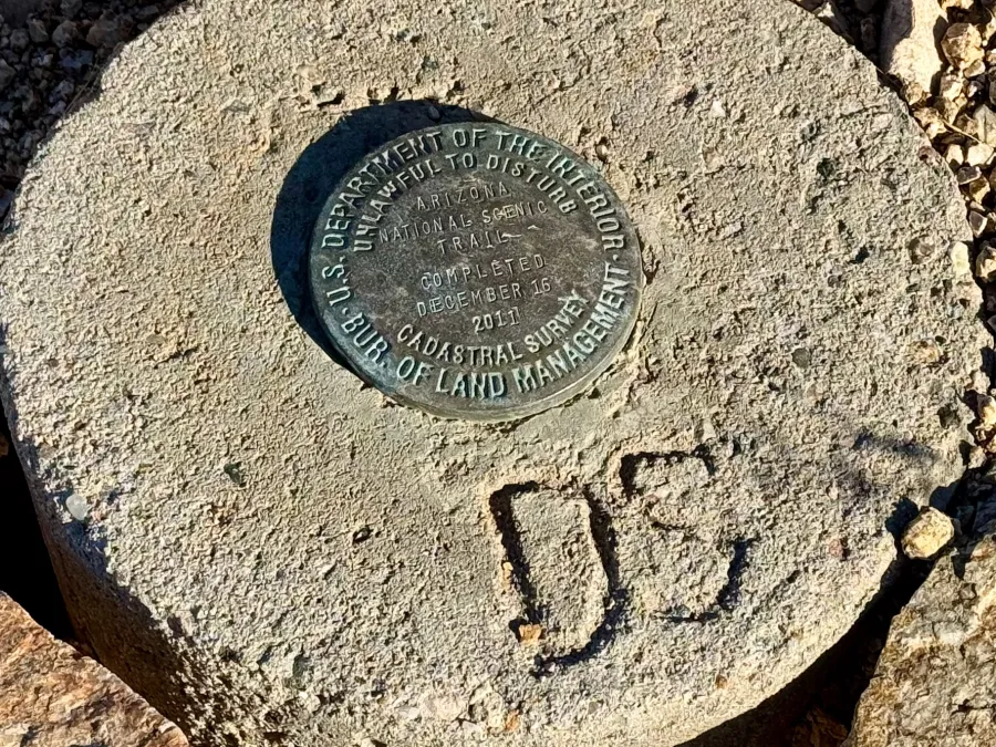 A metal disc marks where the AZT was completed