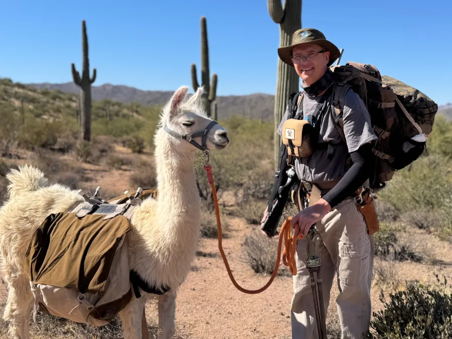 A hunter with his llama