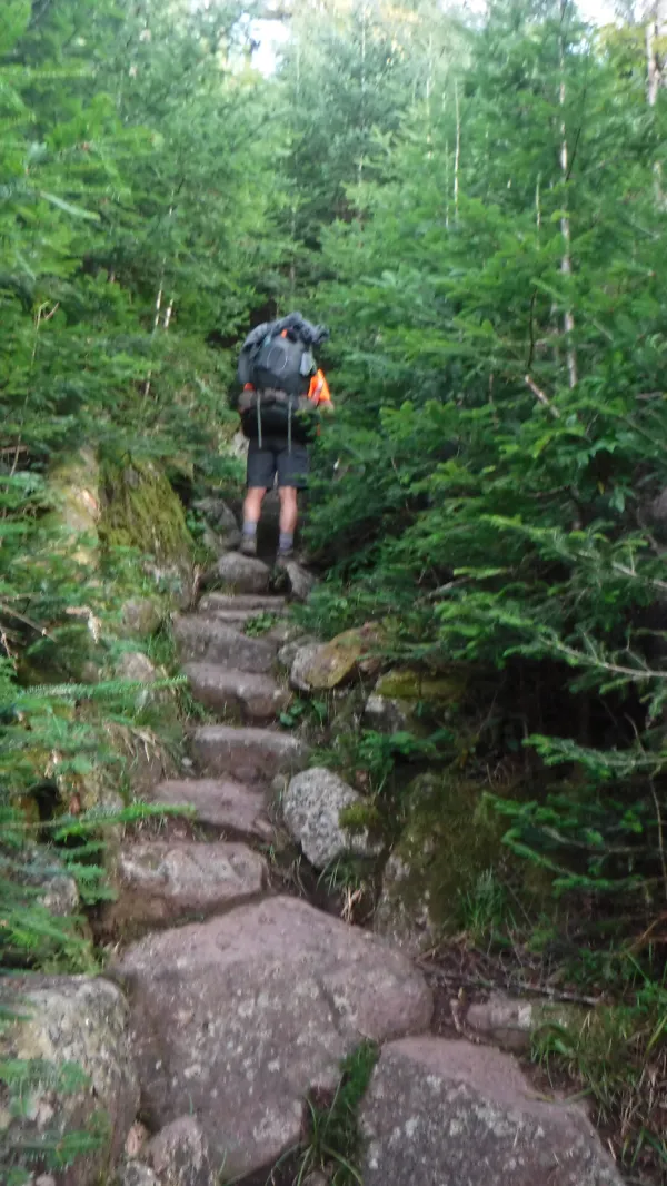 Climbing rock steps