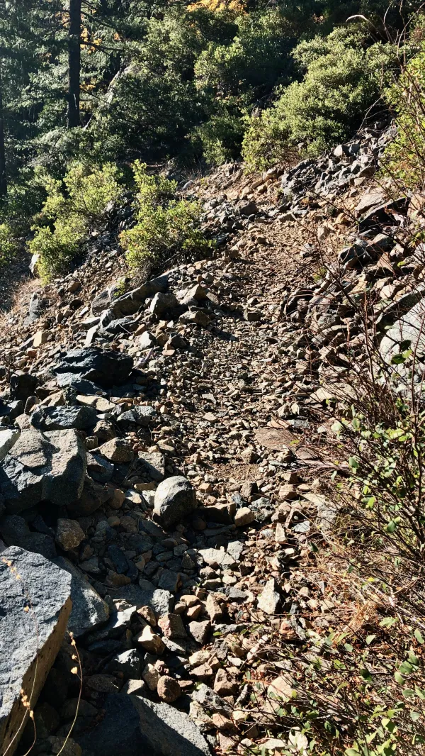 Descending a rocky trail