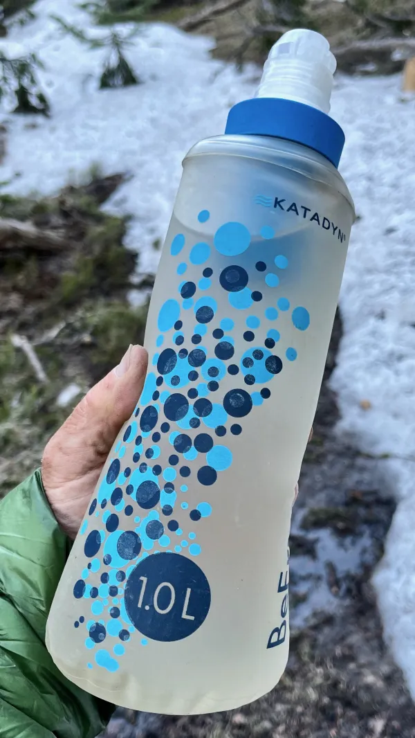 A BeFree water filter and one-liter bottle
