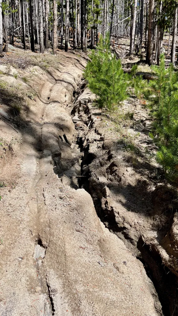 A deeply eroded trail