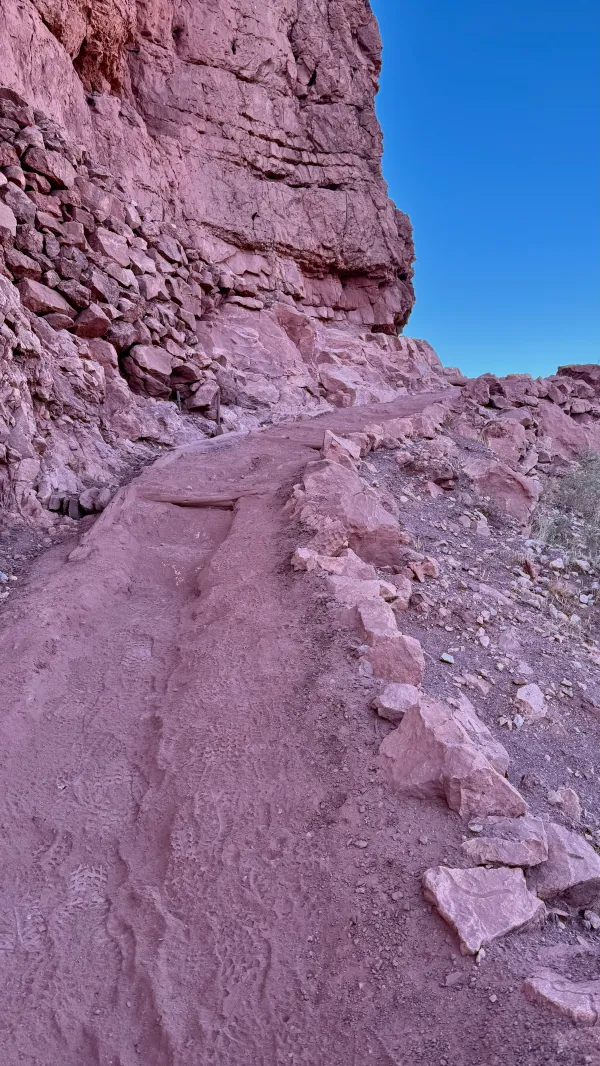 The trail makes a steep climb