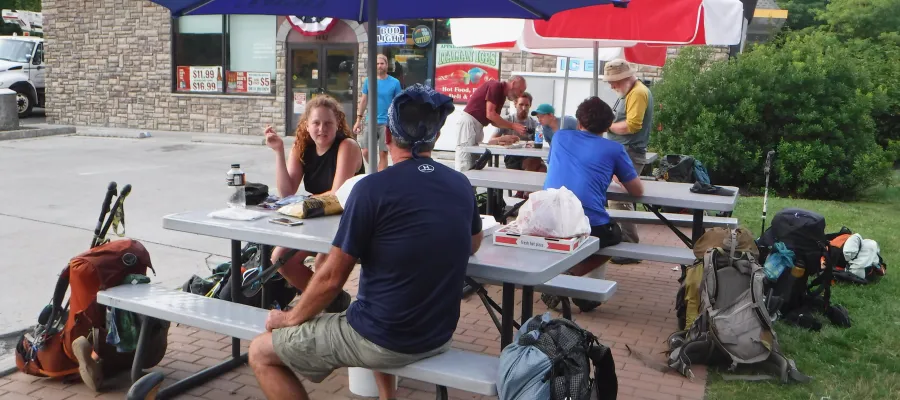 Sitting around tables at Appalachian Market
