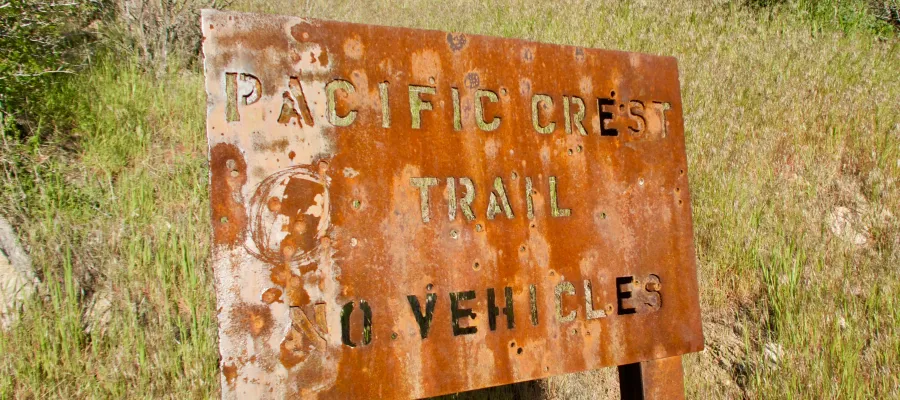 Rusty sign on the Pacific Crest Trail