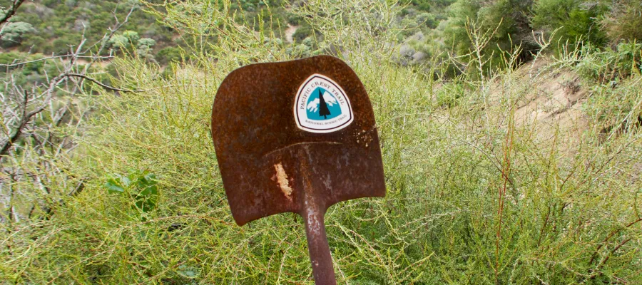 Rusty shovel with PCT emblem