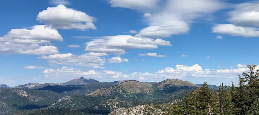 Fluffy clouds above the Sierra Nevada