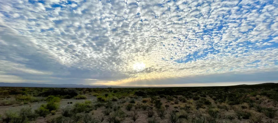 Sun rays filtering through a thin layer of clouds