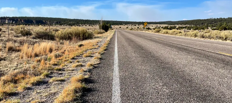 A white line along New Mexico Highway 117
